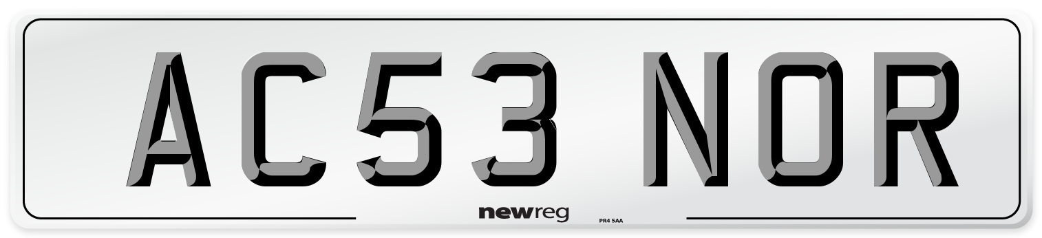 AC53 NOR Number Plate from New Reg